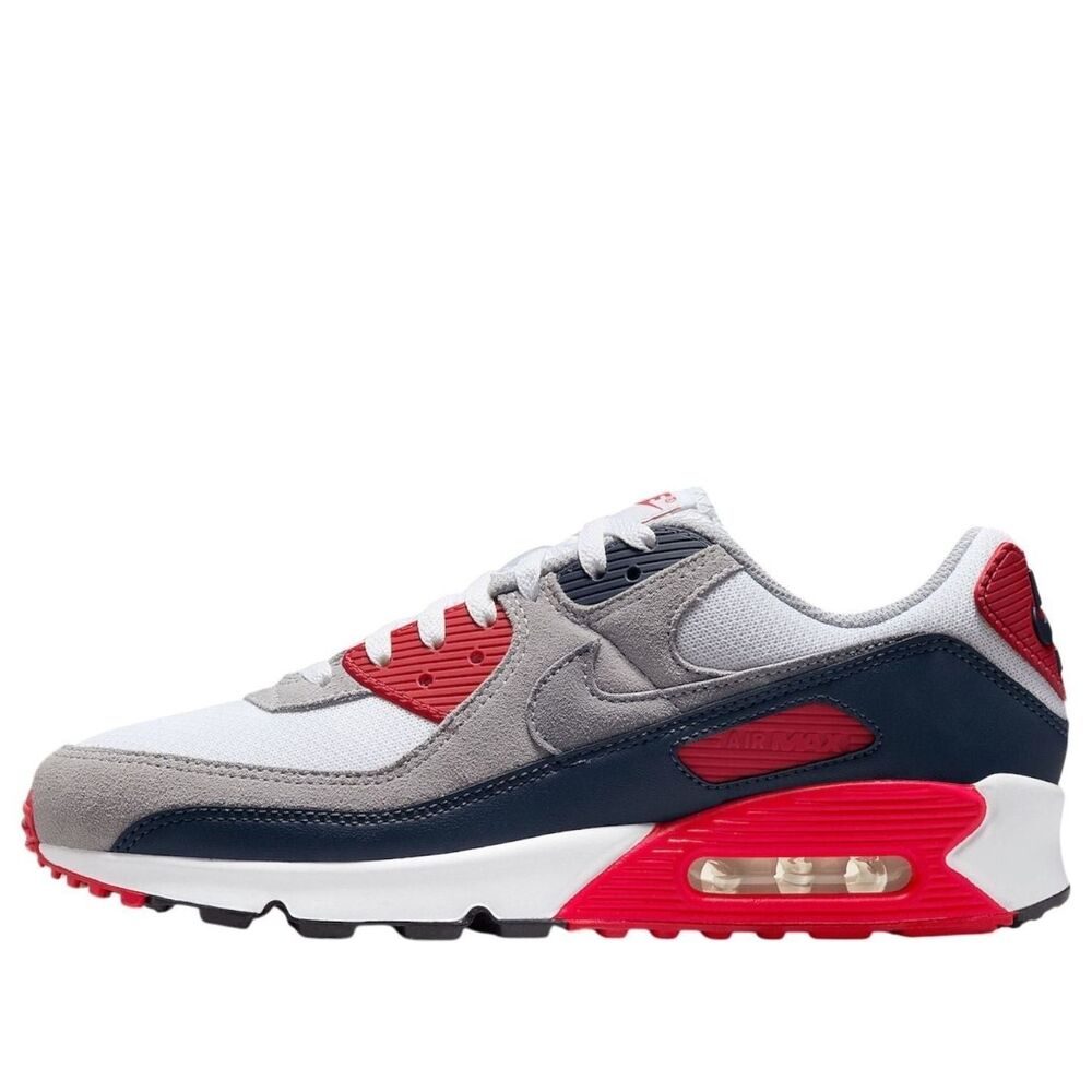 Nike Air Max 90 USA Red White Blue Grey Shoes DM0029-117 Men's Size 9.5